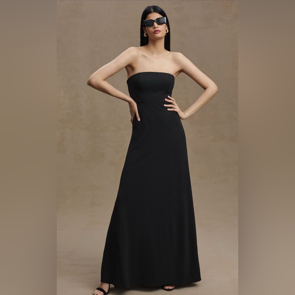 NWT BHLDN Everly strapless stretch crepe A line gown